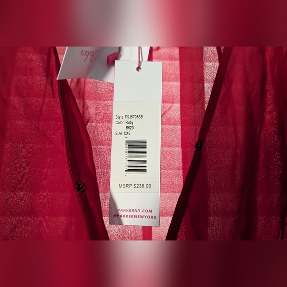 NWT Parker Blouse red long sleeve silk blend - Picture 7 of 9